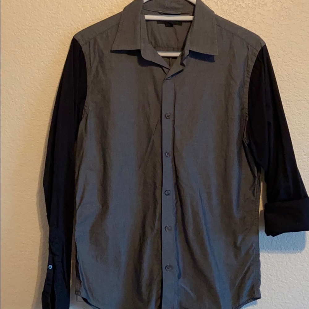 Grey and black button down